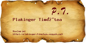 Plakinger Timótea névjegykártya